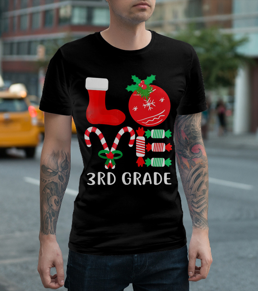 Candy Cane Christmas 3rd Grade Holiday T-Shirt