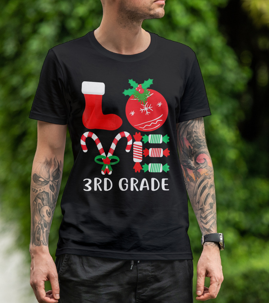 Candy Cane Christmas 3rd Grade Holiday T-Shirt