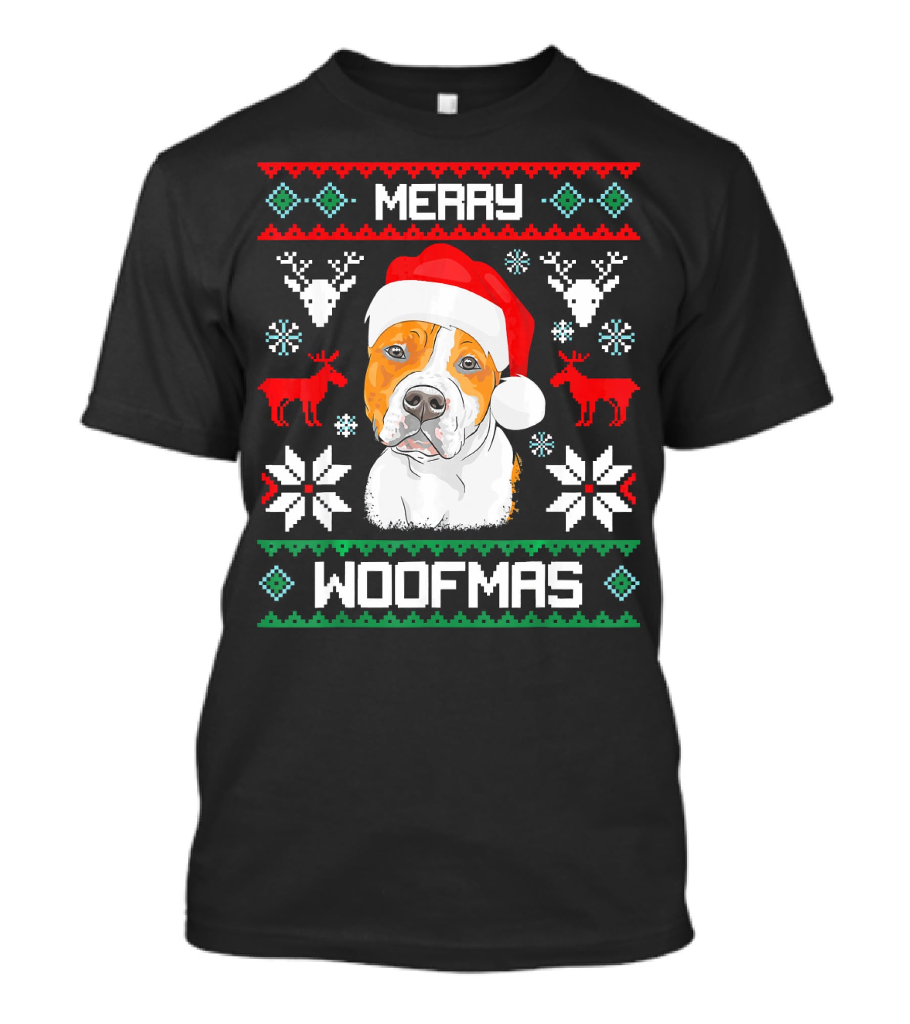 American Staffordshire Terrier Merry Woofmas T-Shirt