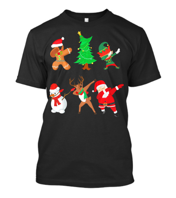 Funny Dabbing Christmas Santa Elf Gingerbread Snowman Reindeer Tree T-Shirt
