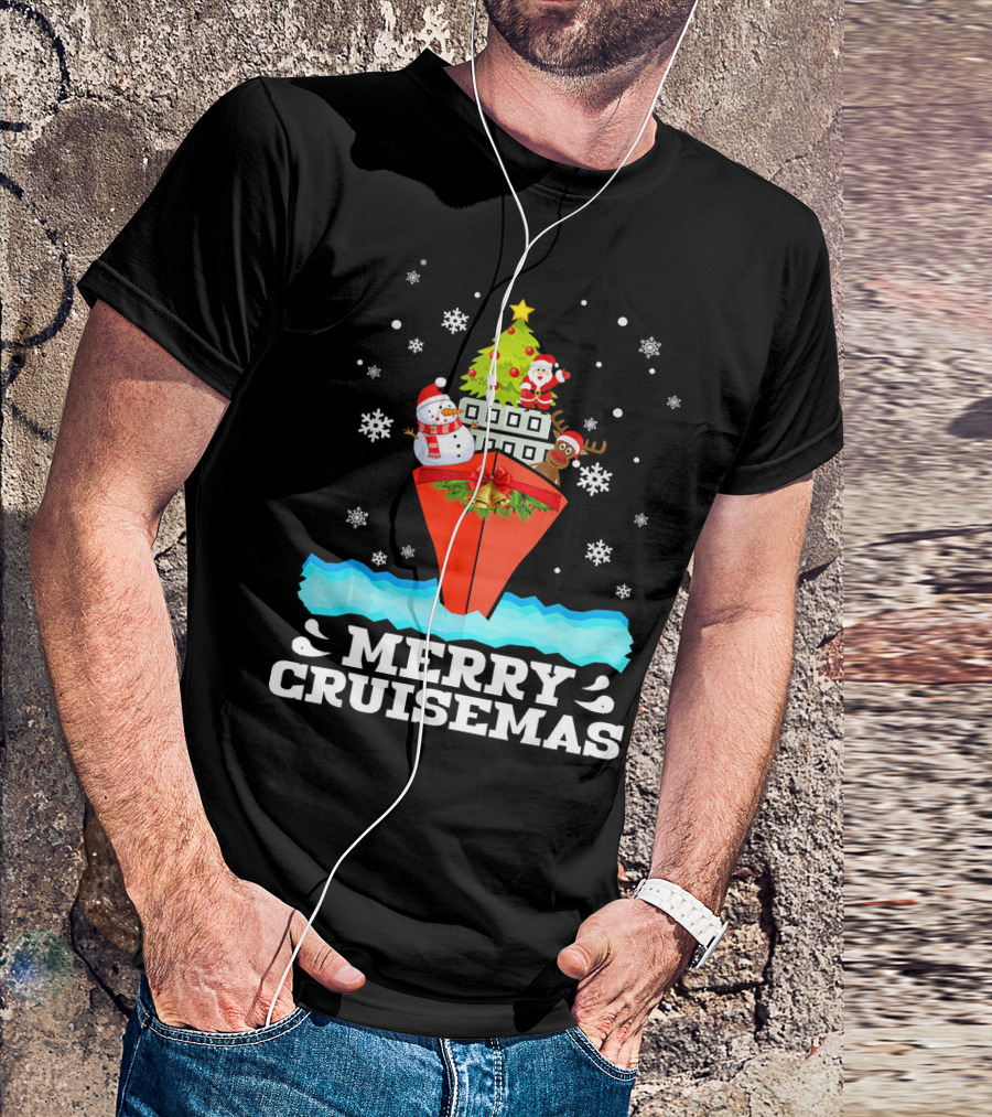 Merry Cruisemas Christmas Cruise With Santa And Snowman Caribbean Holiday T-Shirt