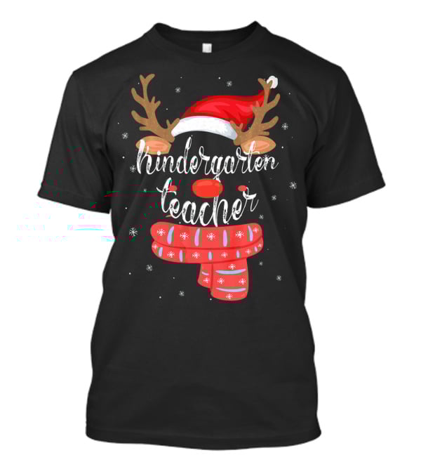 Kindergarten Teacher Reindeer Christmas Squad Matching T-Shirt