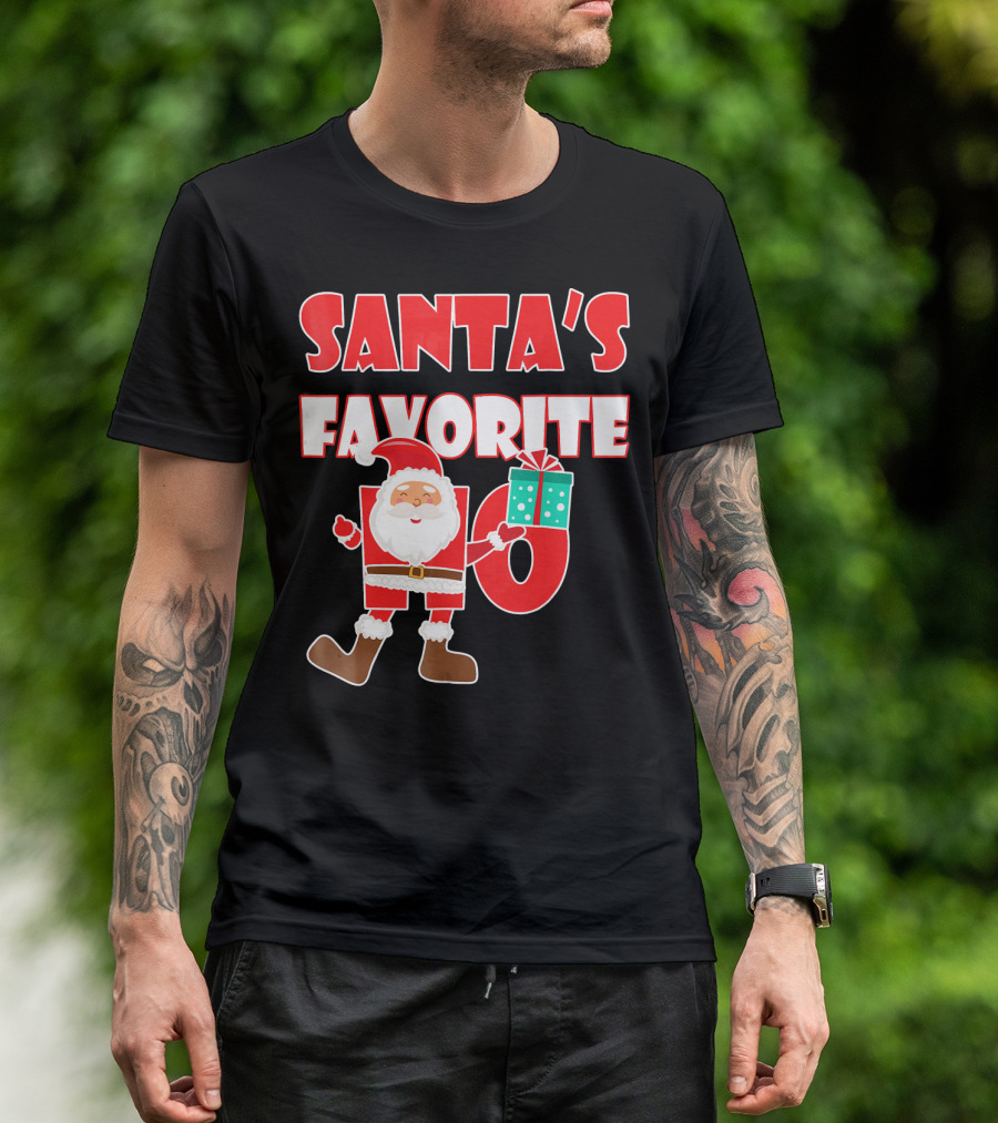 Santa's Favorite Ho Holiday Humor With Santa And Gifts T-Shirt