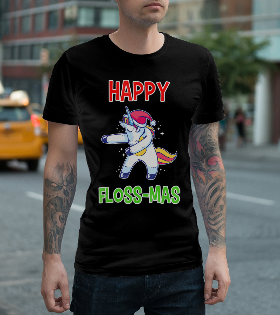 HAPPY FLOSS-MAS Unicorn Christmas Floss T-Shirt