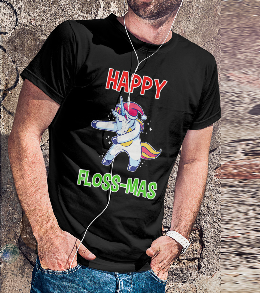 HAPPY FLOSS-MAS Unicorn Christmas Floss T-Shirt