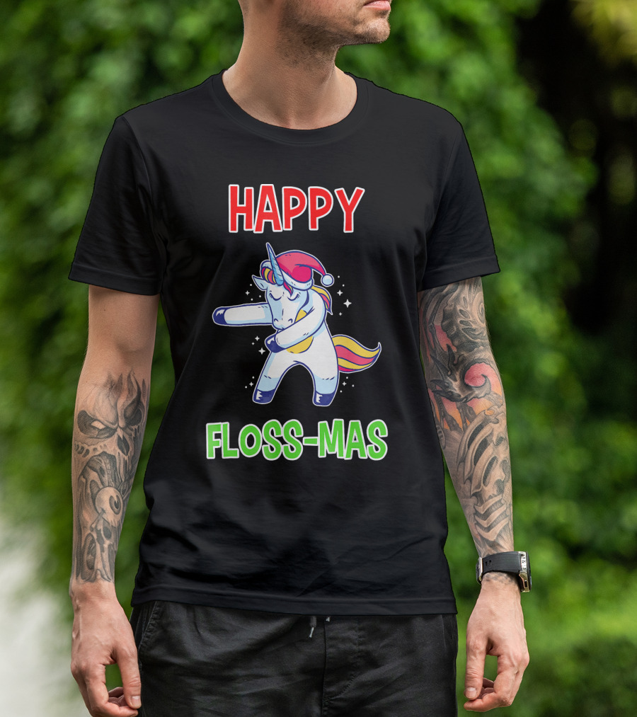 HAPPY FLOSS-MAS Unicorn Christmas Floss T-Shirt