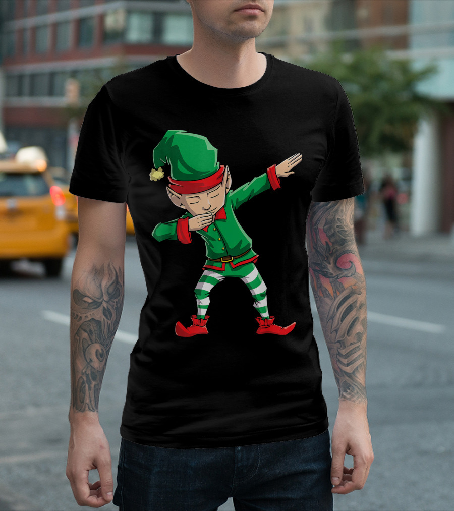 Christmas Dabbing Elf Squad Festive Dance Gesture T-Shirt