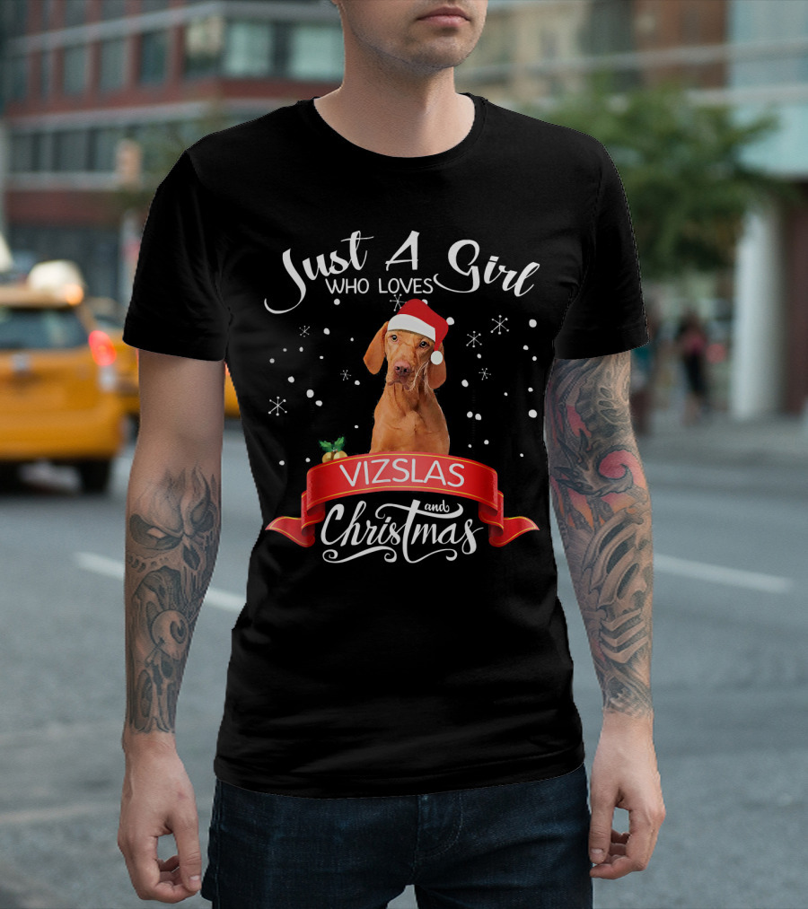 Just A Girl Who Loves Vizslas and Christmas T-Shirt