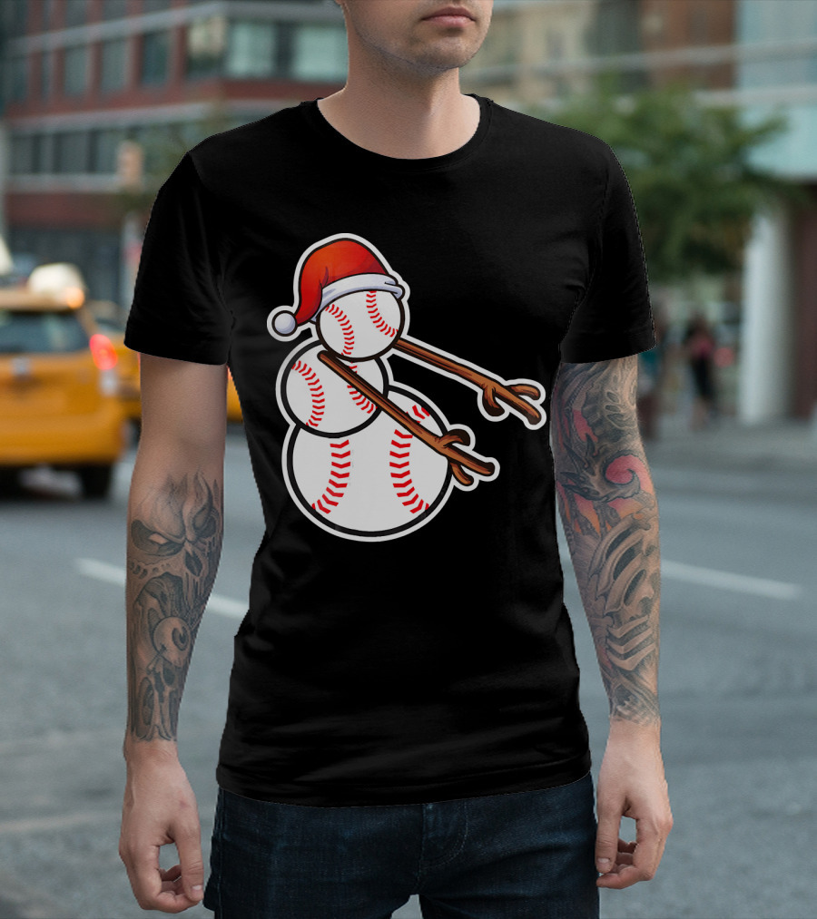 Flossing Snowman Baseballs Santa Hat T-Shirt