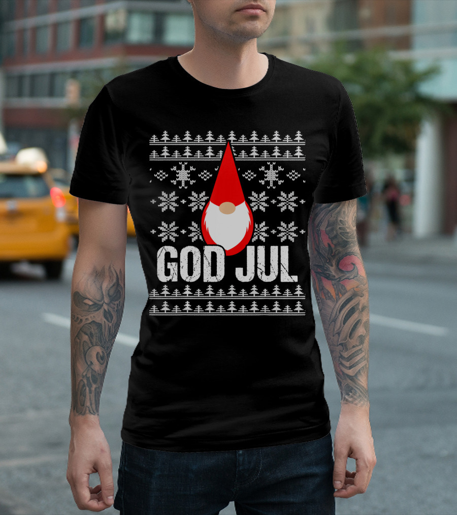 God Jul Gnome Tomte Christmas Nordic T-Shirt
