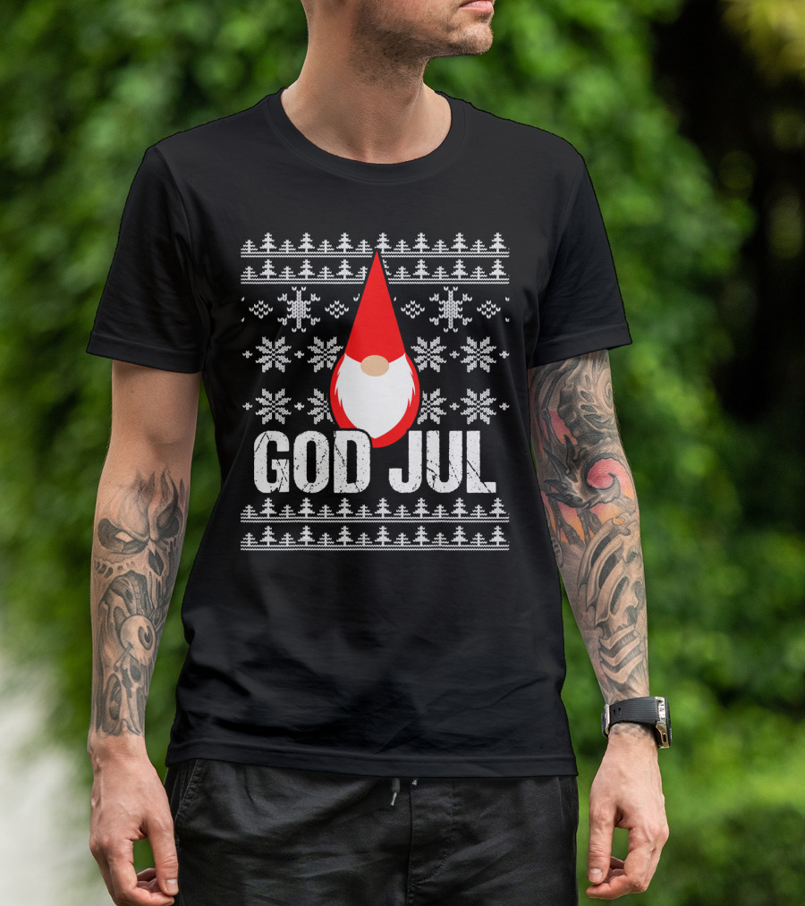 God Jul Gnome Tomte Christmas Nordic T-Shirt