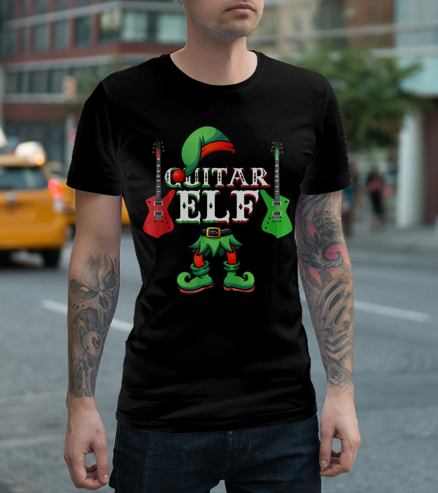 Guitar Elf Electric Guitar Christmas Team T-Shirt