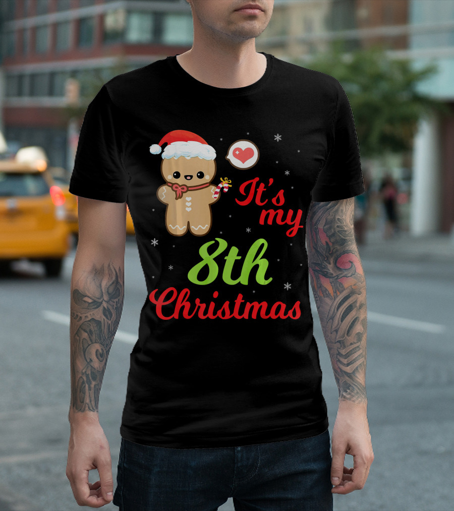 Gingerbread Noel Costume Heart Snow It's My 8th Christmas T-Shirt