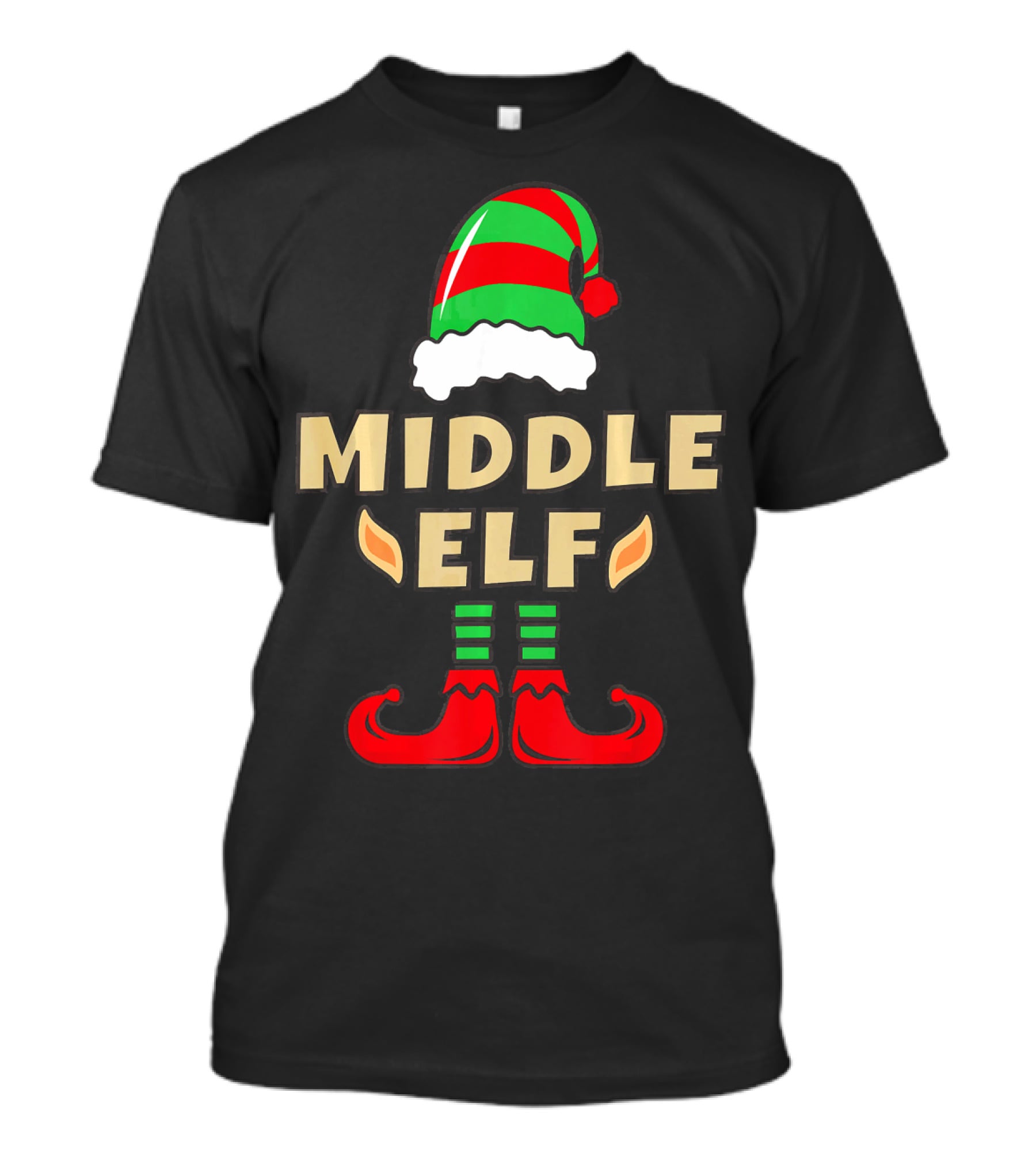 Middle Child Elf Christmas Costume Hat And Shoes T-Shirt
