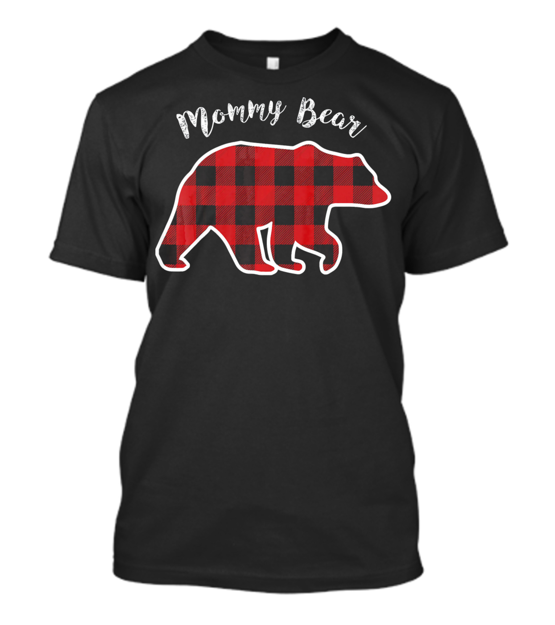 Mommy Bear Red Plaid Buffalo Check T-Shirt