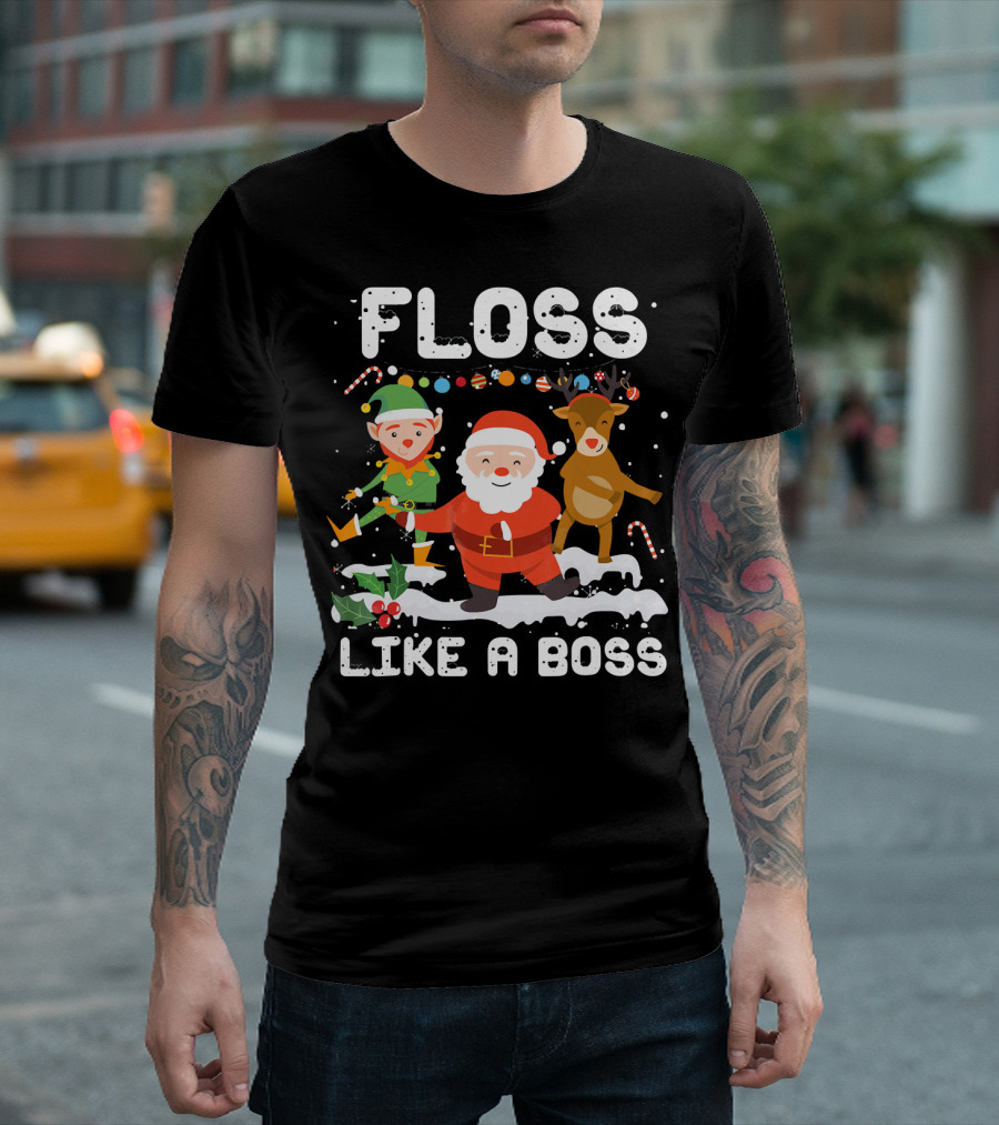 Floss Like A Boss Santa Reindeer Elf Christmas T-Shirt
