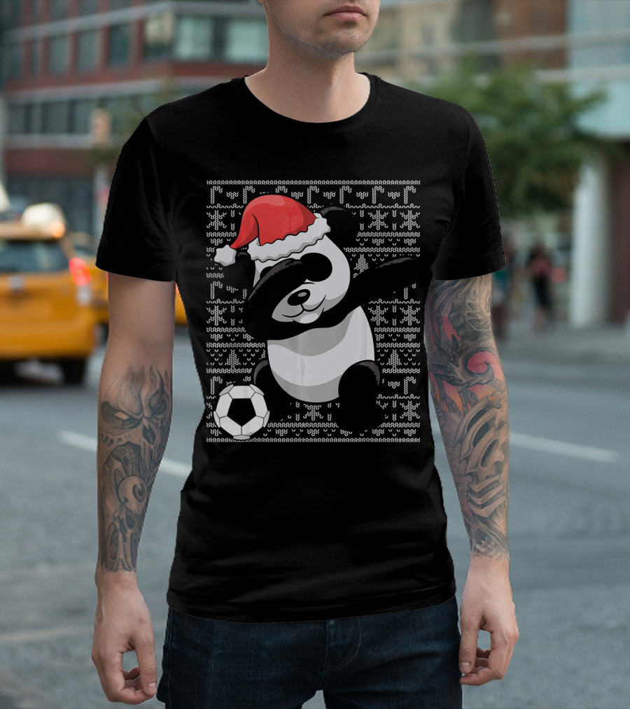 Christmas Dabbing Santa Panda Bear Soccer T-Shirt