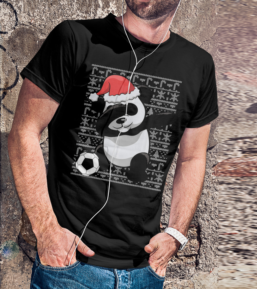 Christmas Dabbing Santa Panda Bear Soccer T-Shirt