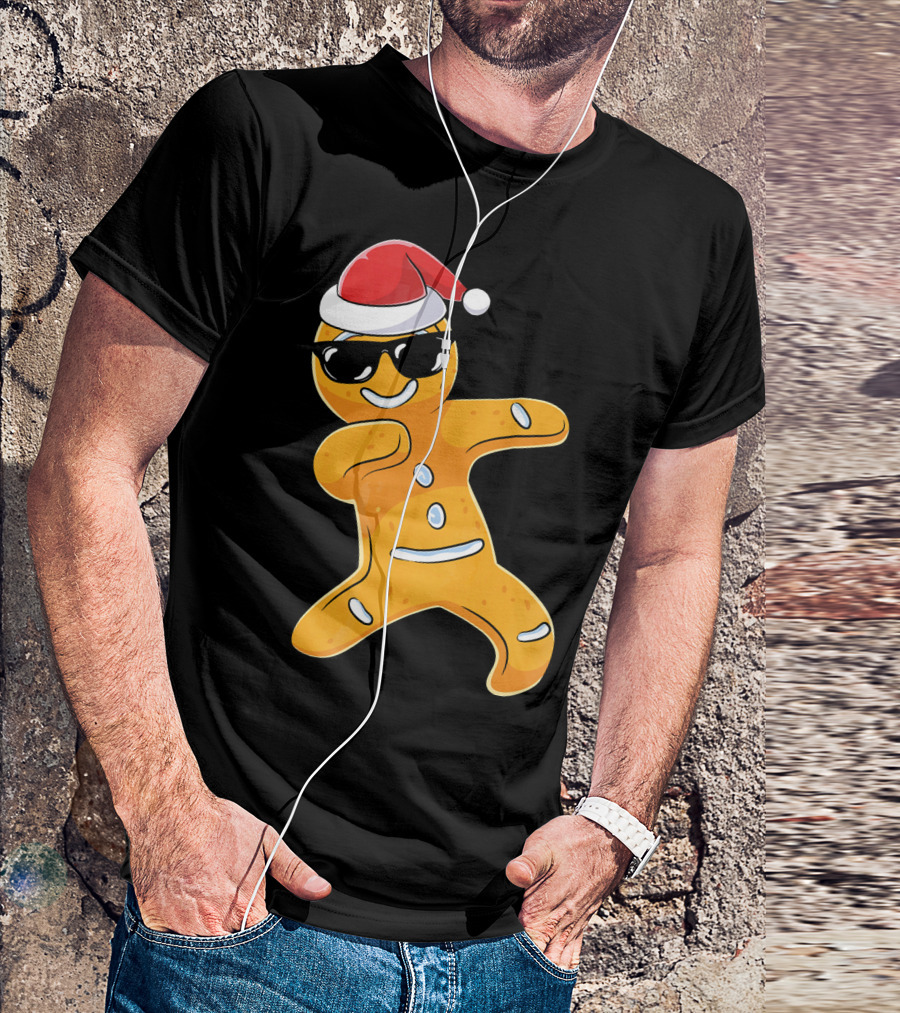Christmas Dabbing Gingerbread Santa With Sunglasses T-Shirt