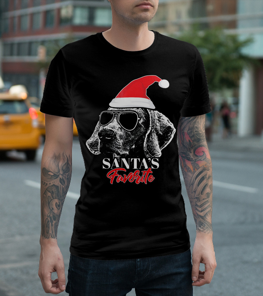 Santa's Favorite Weimaraner with Sunglasses T-Shirt