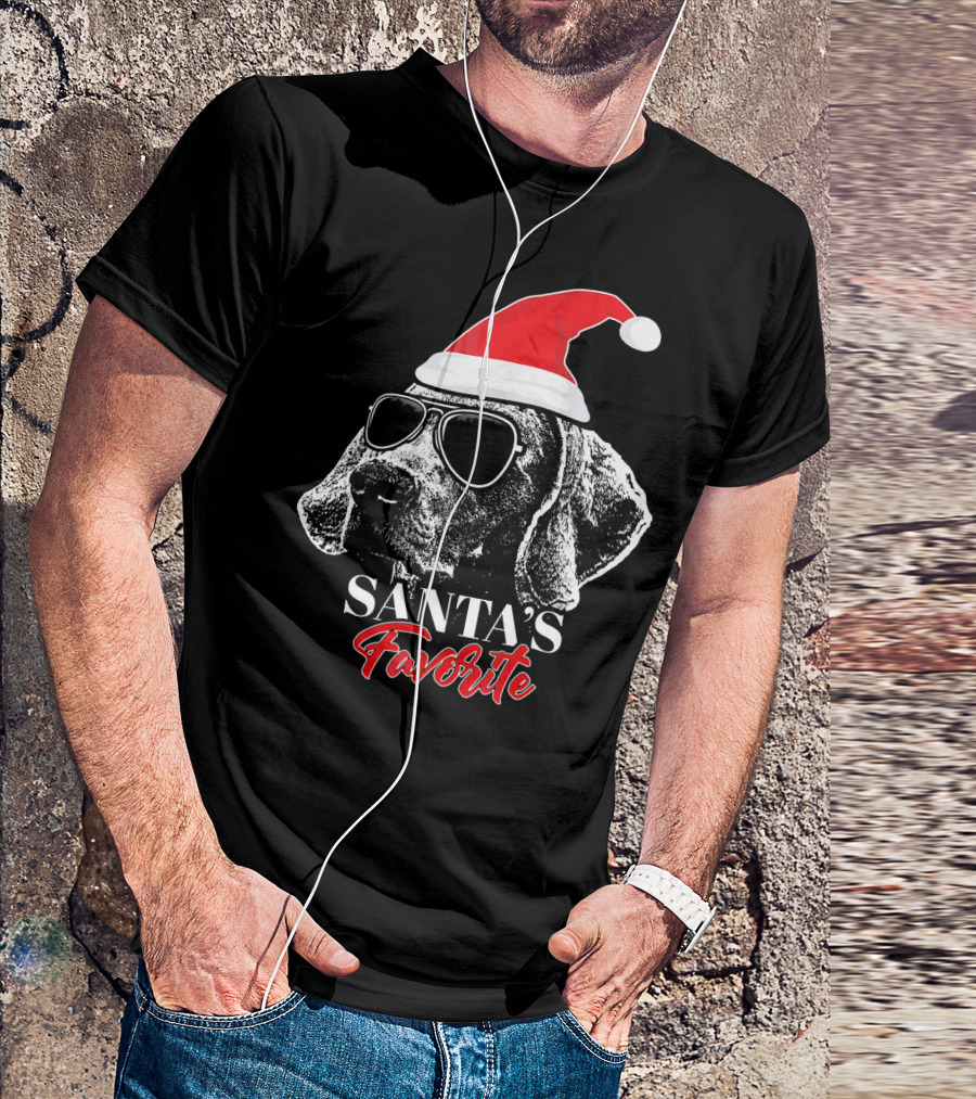 Santa's Favorite Weimaraner With Sunglasses T-Shirt