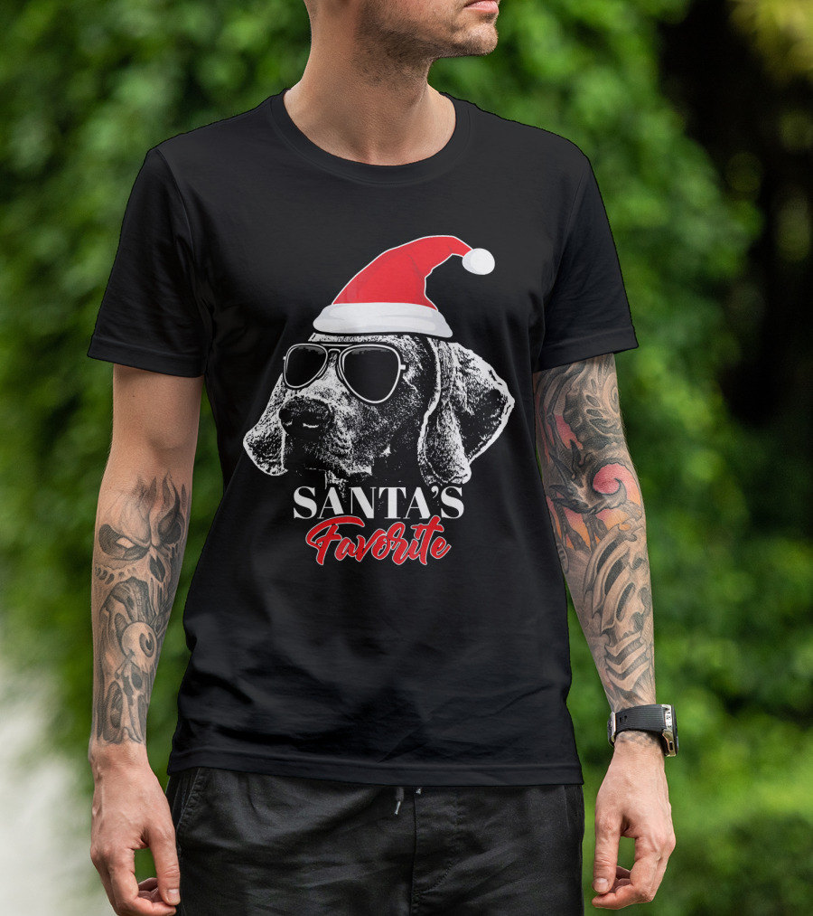Santa's Favorite Weimaraner With Sunglasses T-Shirt