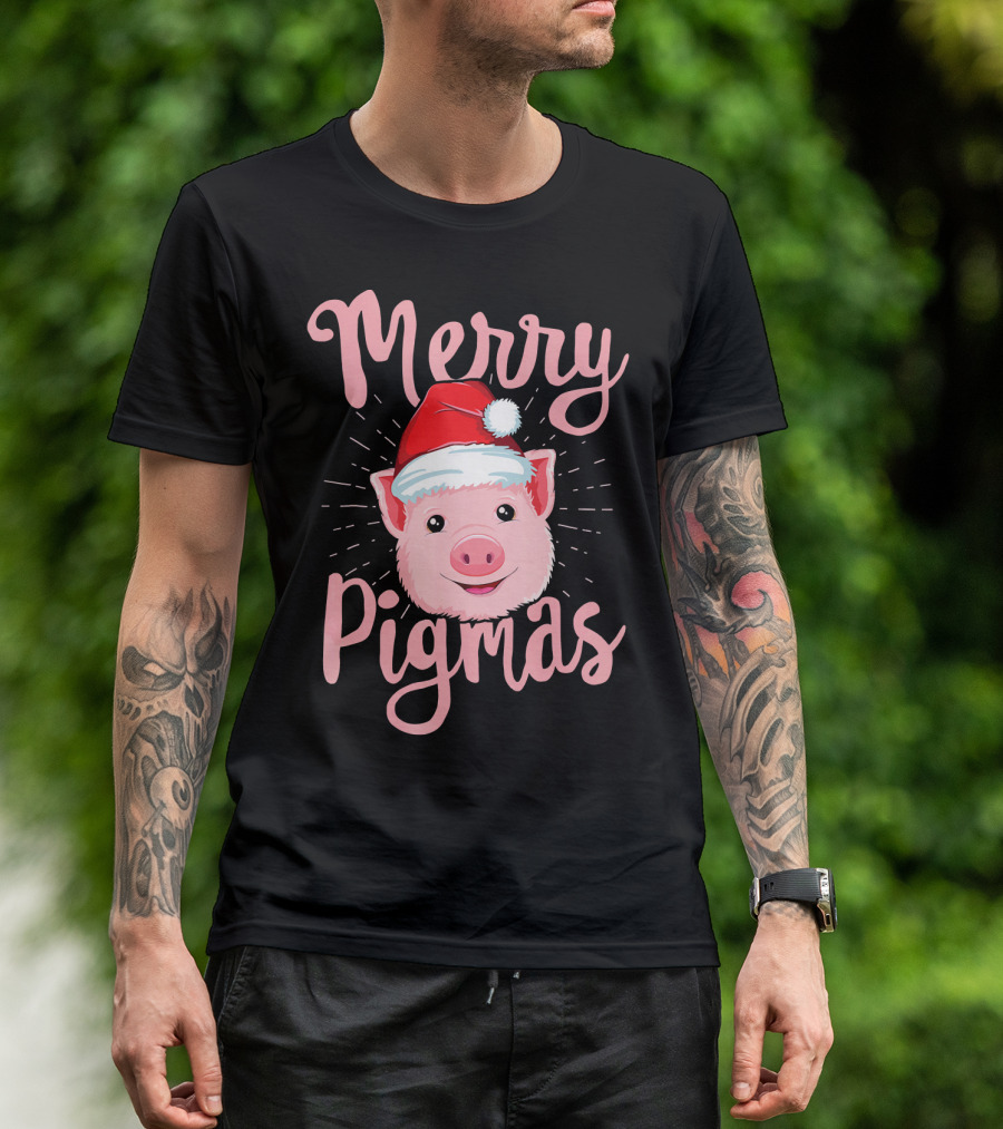 Merry Pigmas Pig Santa Hat T-Shirt