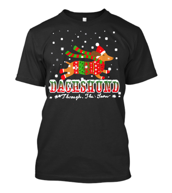 Dachshund Christmas Sweater Through The Snow Winter Holiday T-Shirt