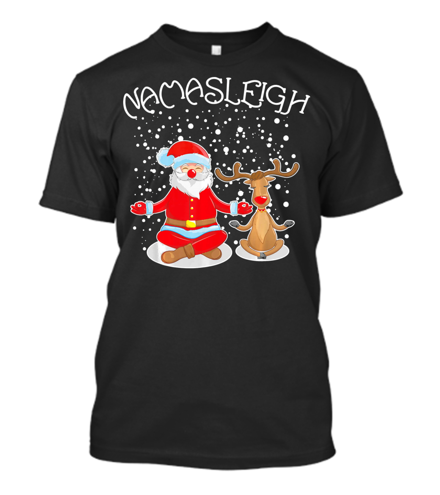 NamaSleigh Meditating Santa Rudolph Snowflakes T-Shirt