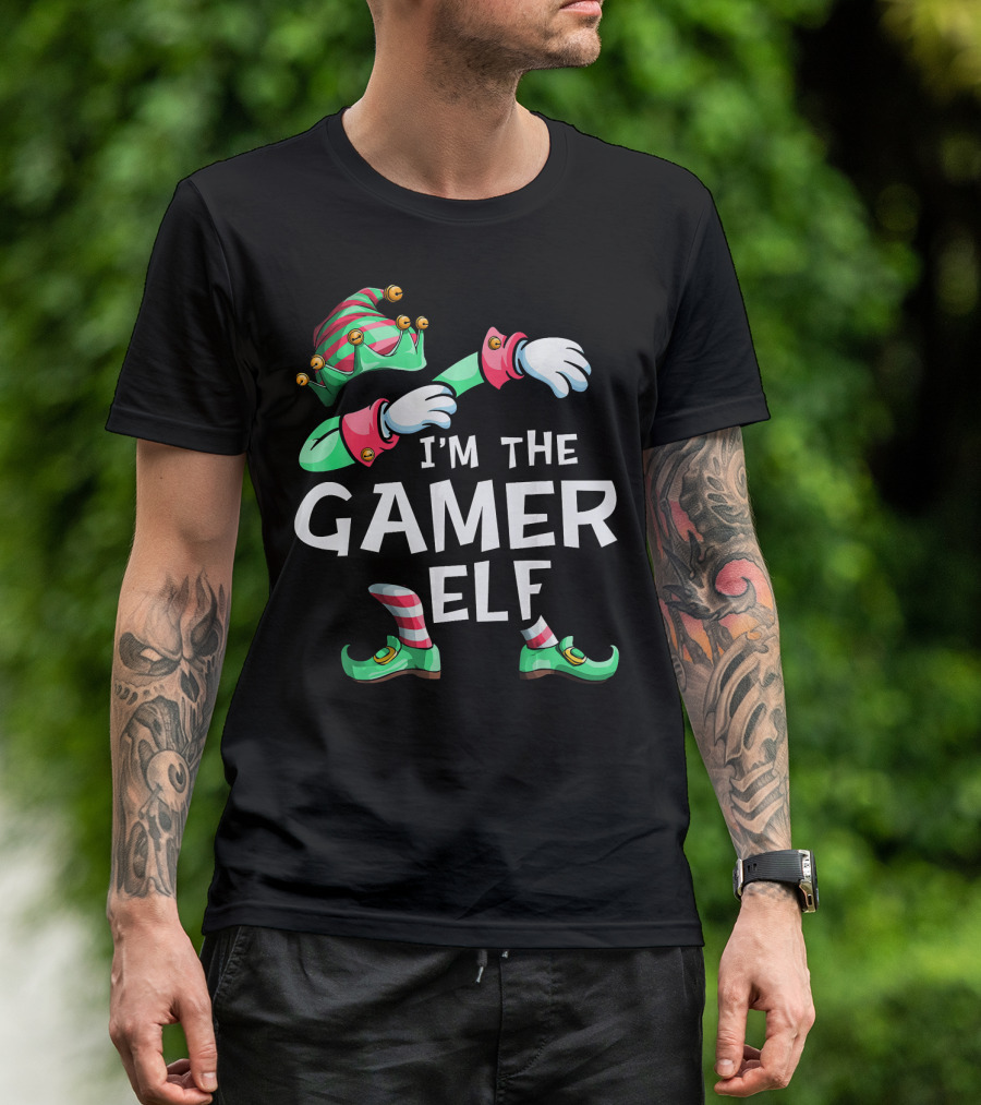 I'm The Gamer Elf Dabbing Christmas Family T-Shirt