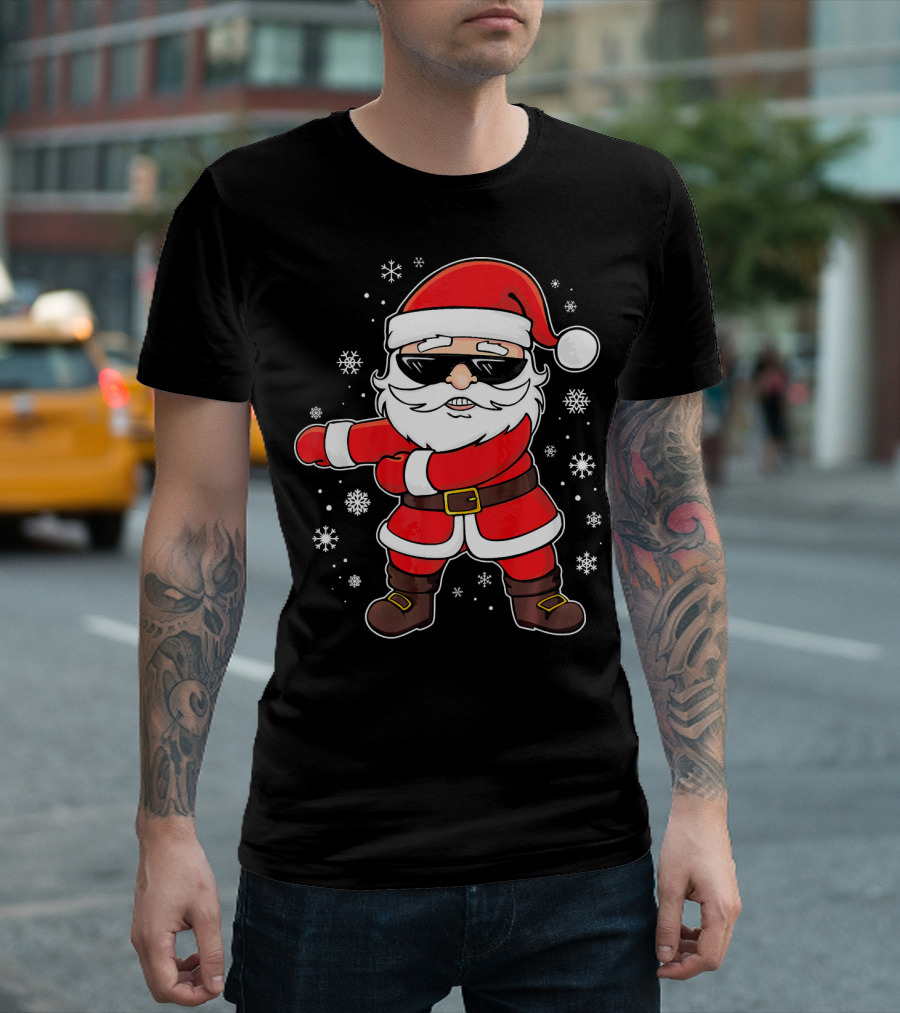 Santa Floss Dance With Snowflakes And Sunglasses T-Shirt