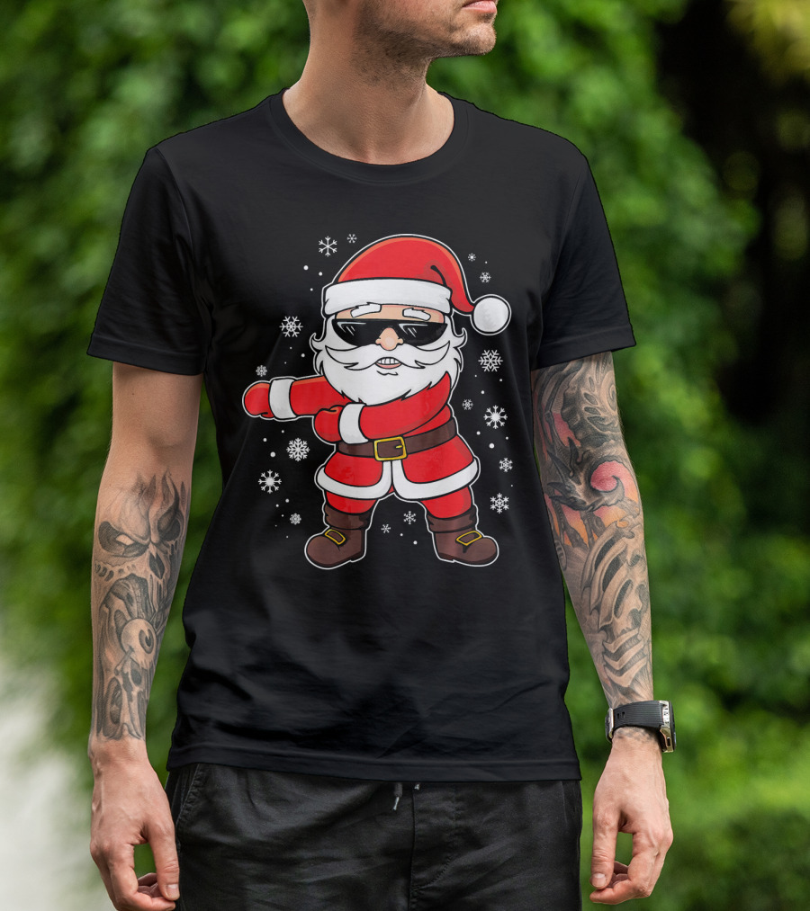 Santa Floss Dance With Snowflakes And Sunglasses T-Shirt