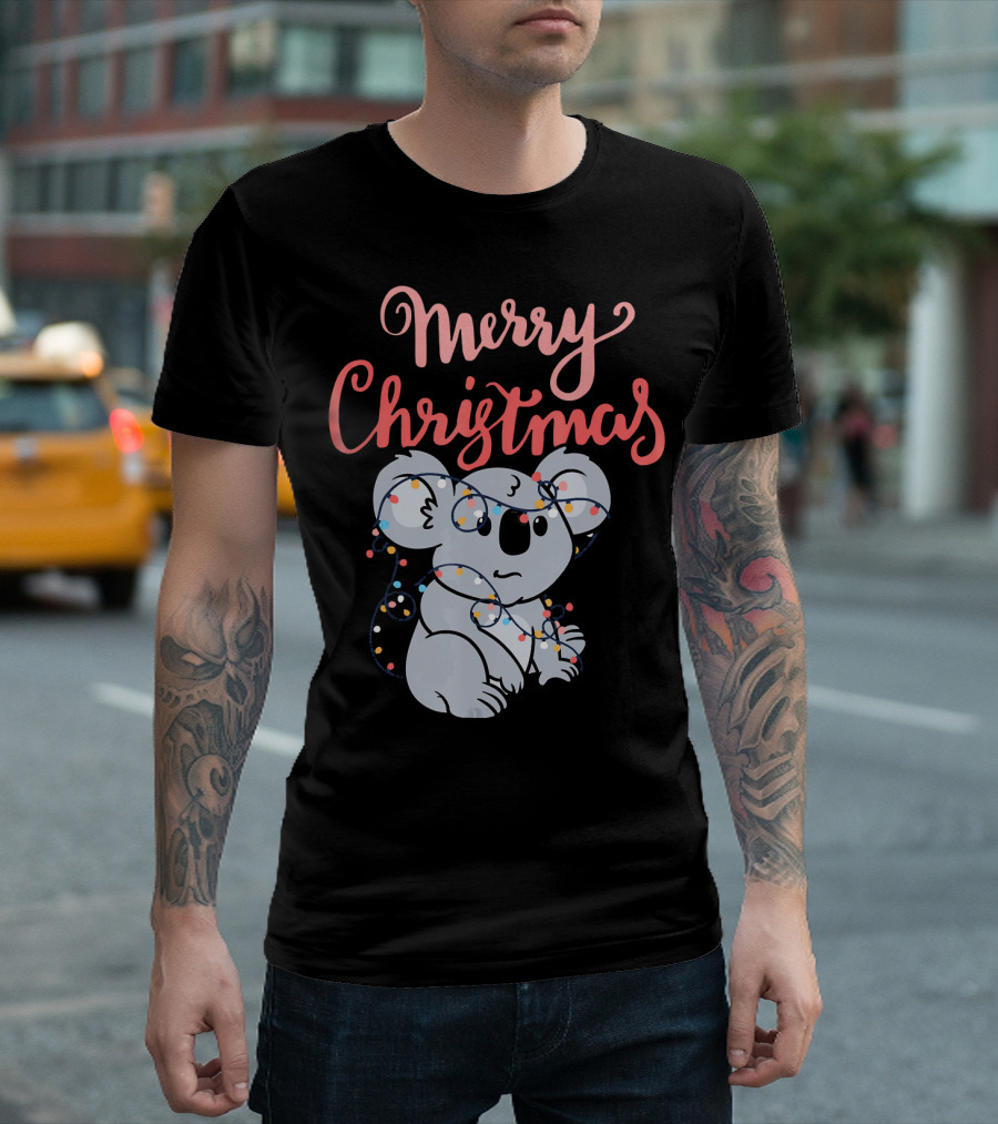 Merry Christmas Koala Bear with Holiday Lights T-Shirt