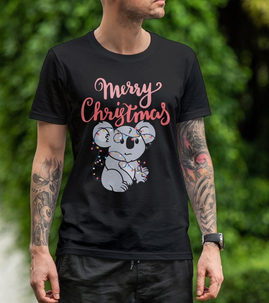 Merry Christmas Koala Bear With Holiday Lights T-Shirt