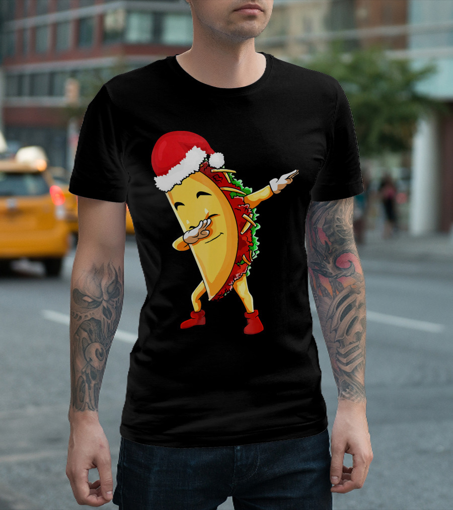 Dabbing Taco Santa Christmas Pajama Holiday Dance T-Shirt