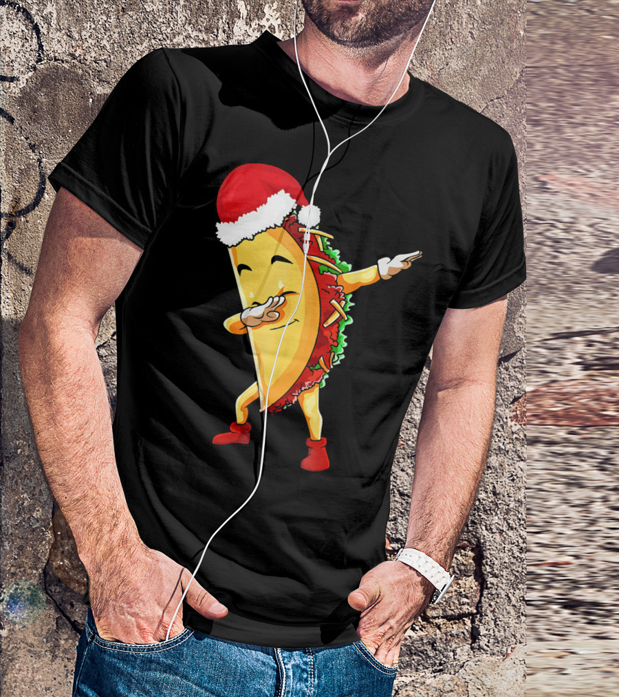 Dabbing Taco Santa Christmas Pajama Holiday Dance T-Shirt