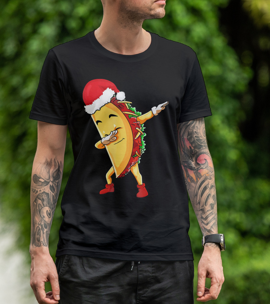 Dabbing Taco Santa Christmas Pajama Holiday Dance T-Shirt