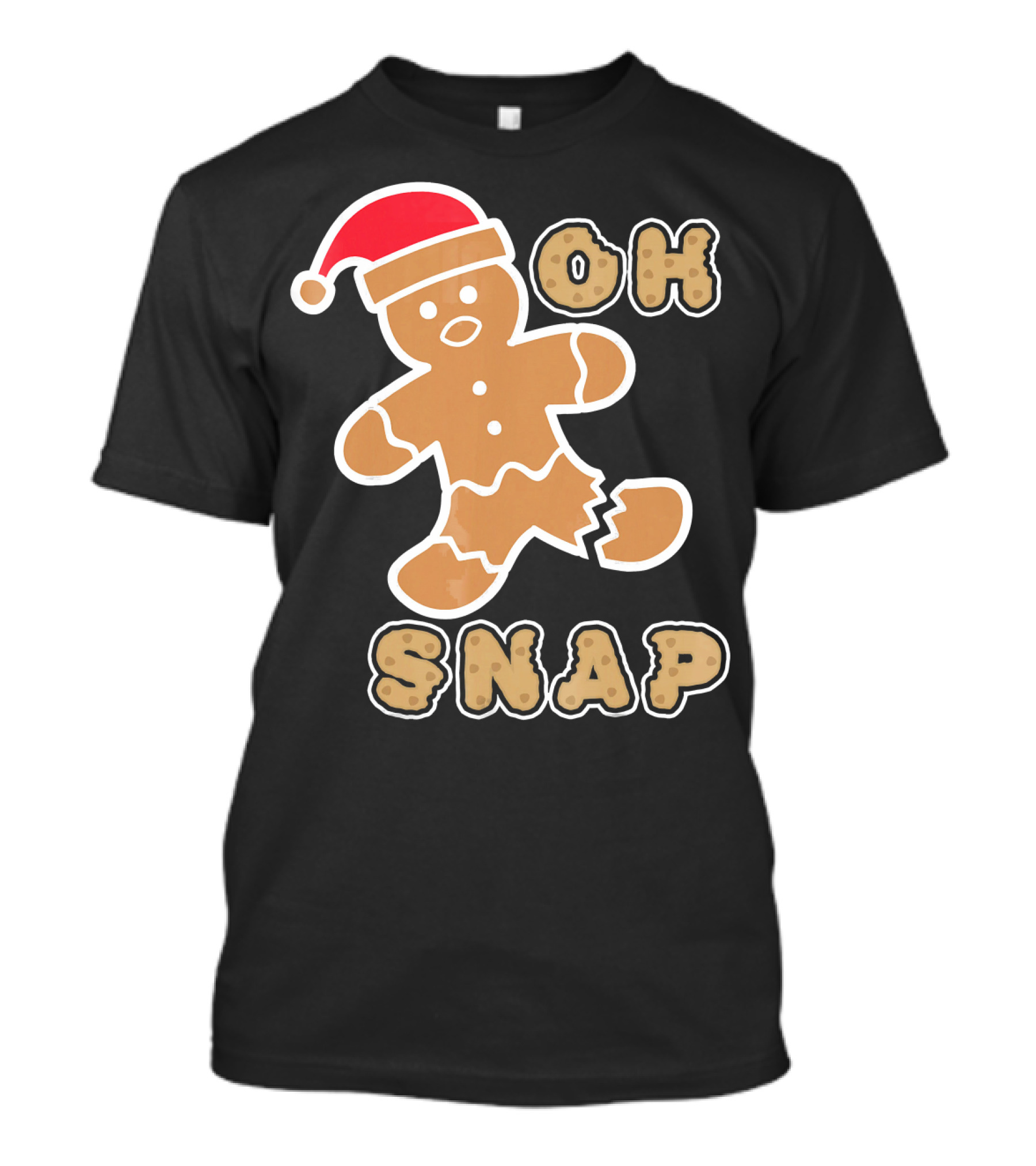 Christmas Gingerbread Man Oh Snap Santa Hat T-Shirt