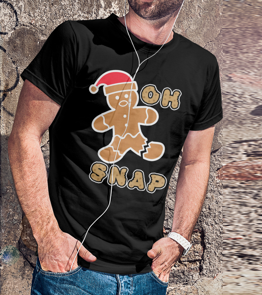 Christmas Gingerbread Man Oh Snap Santa Hat T-Shirt