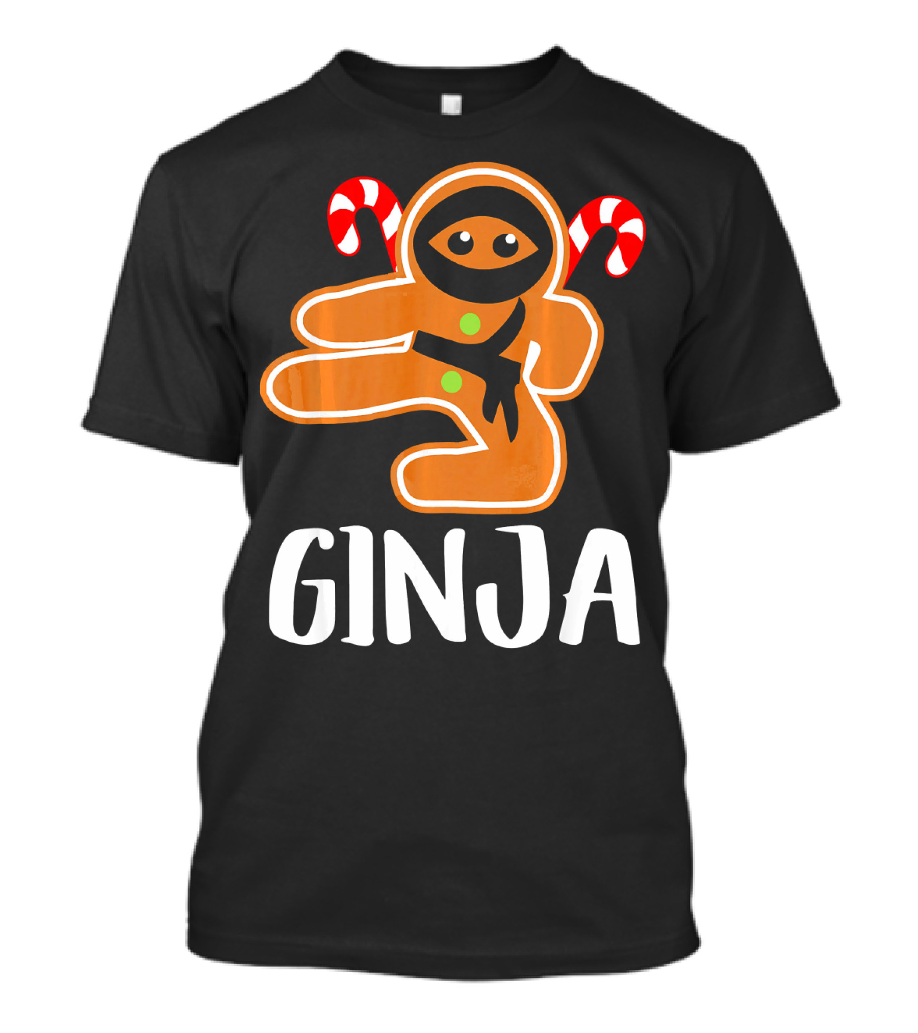 Ginja Ninja Warrior Gingerbread Man With Candy Canes T-Shirt