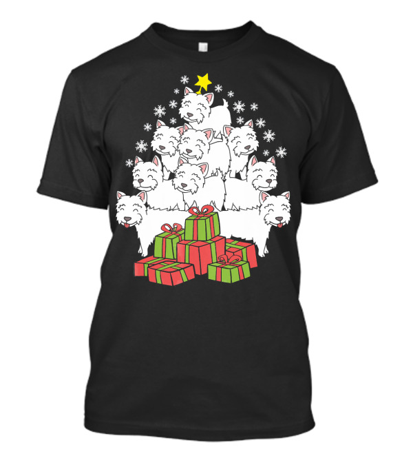 Westie Christmas Tree With Presents And Snowflakes T-Shirt