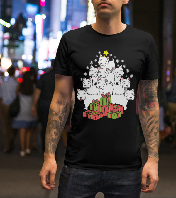 Westie Christmas Tree With Presents And Snowflakes T-Shirt