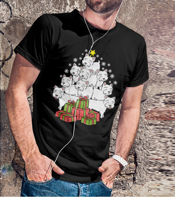 Westie Christmas Tree With Presents And Snowflakes T-Shirt
