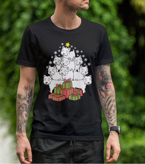 Westie Christmas Tree With Presents And Snowflakes T-Shirt