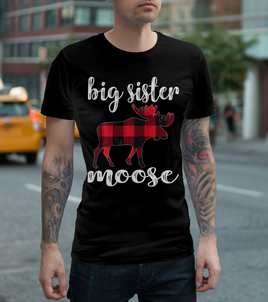 Big Sister Moose Buffalo Plaid T-Shirt