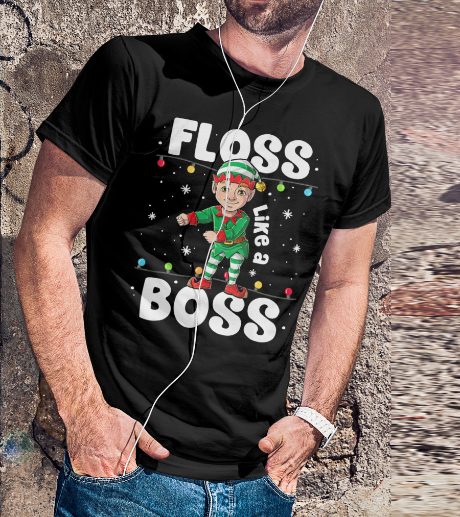 Floss Like A Boss Elf Dance Christmas Lights T-Shirt