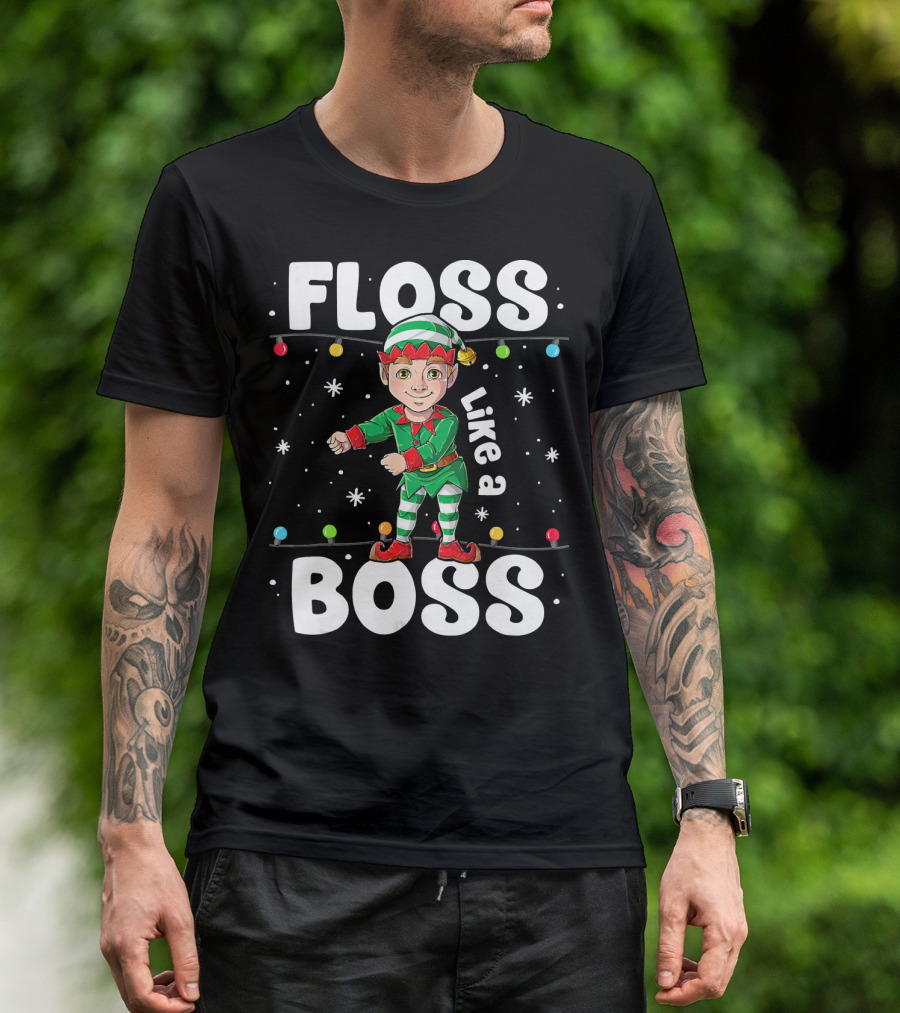 Floss Like A Boss Elf Dance Christmas Lights T-Shirt