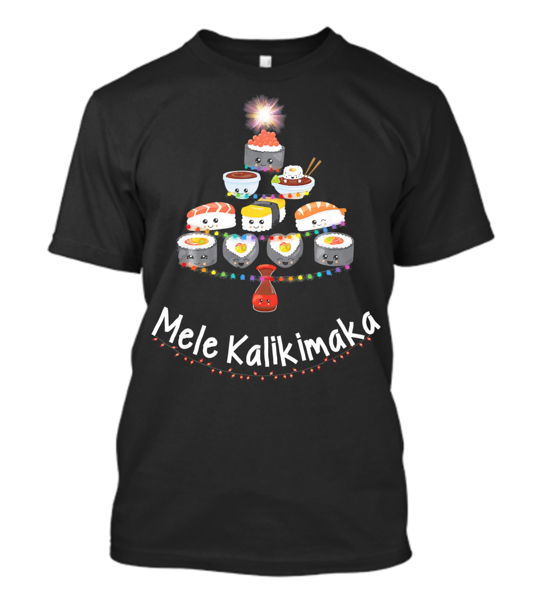 Funny Sushi Christmas Tree Mele Kalikimaka T-Shirt
