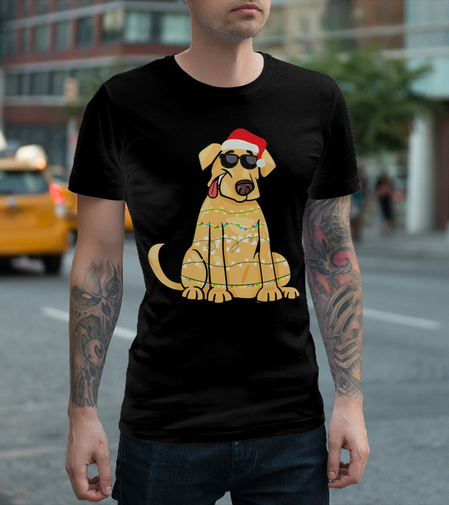 Labrador Santa Claus Christmas Lights Sunglasses T-Shirt