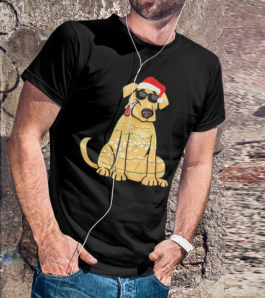 Labrador Santa Claus Christmas Lights Sunglasses T-Shirt